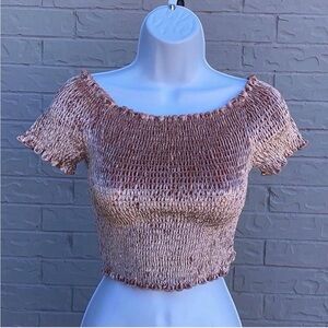 Women's Off-Shoulder Crop Top - Pink